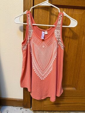Alyx Coral Pink Crochet-Trim Tank Top
